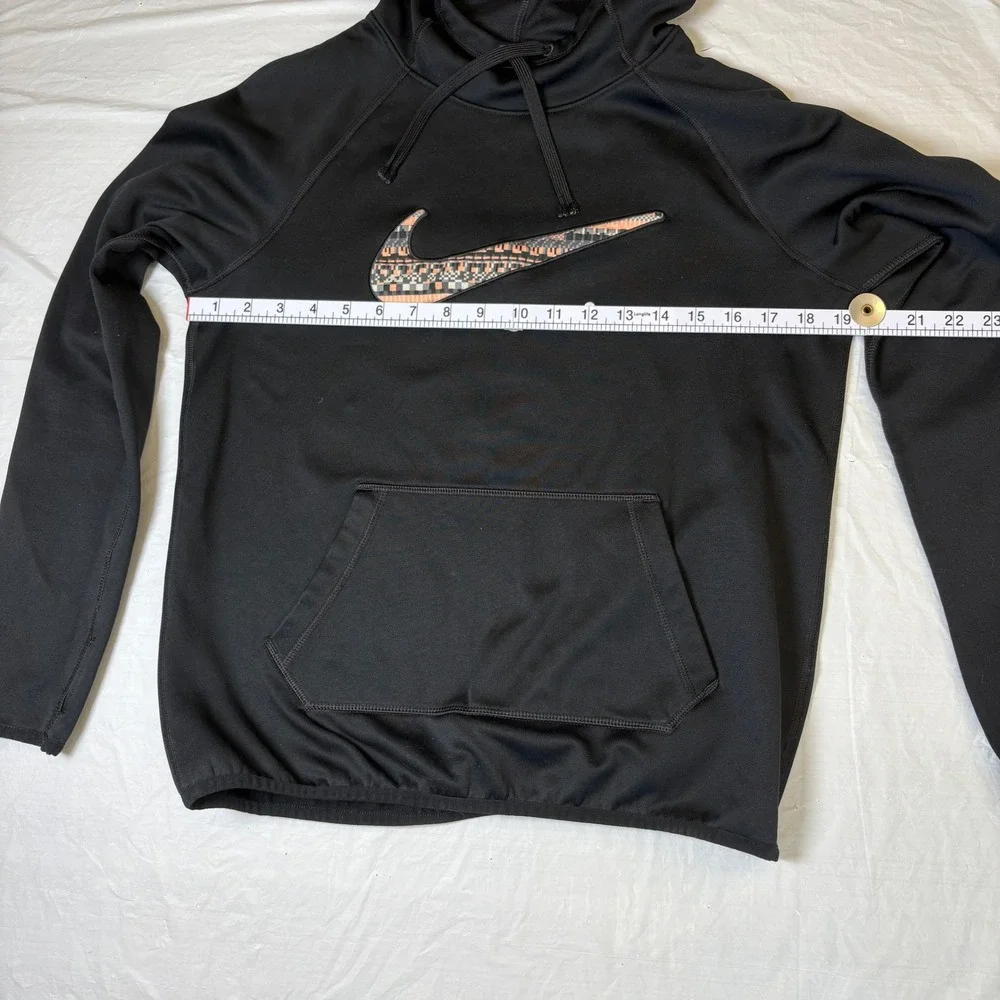 Nike‎ Therma-FIT Hoodie Youth Small Black Pullover Patterned Swoosh Sportswear